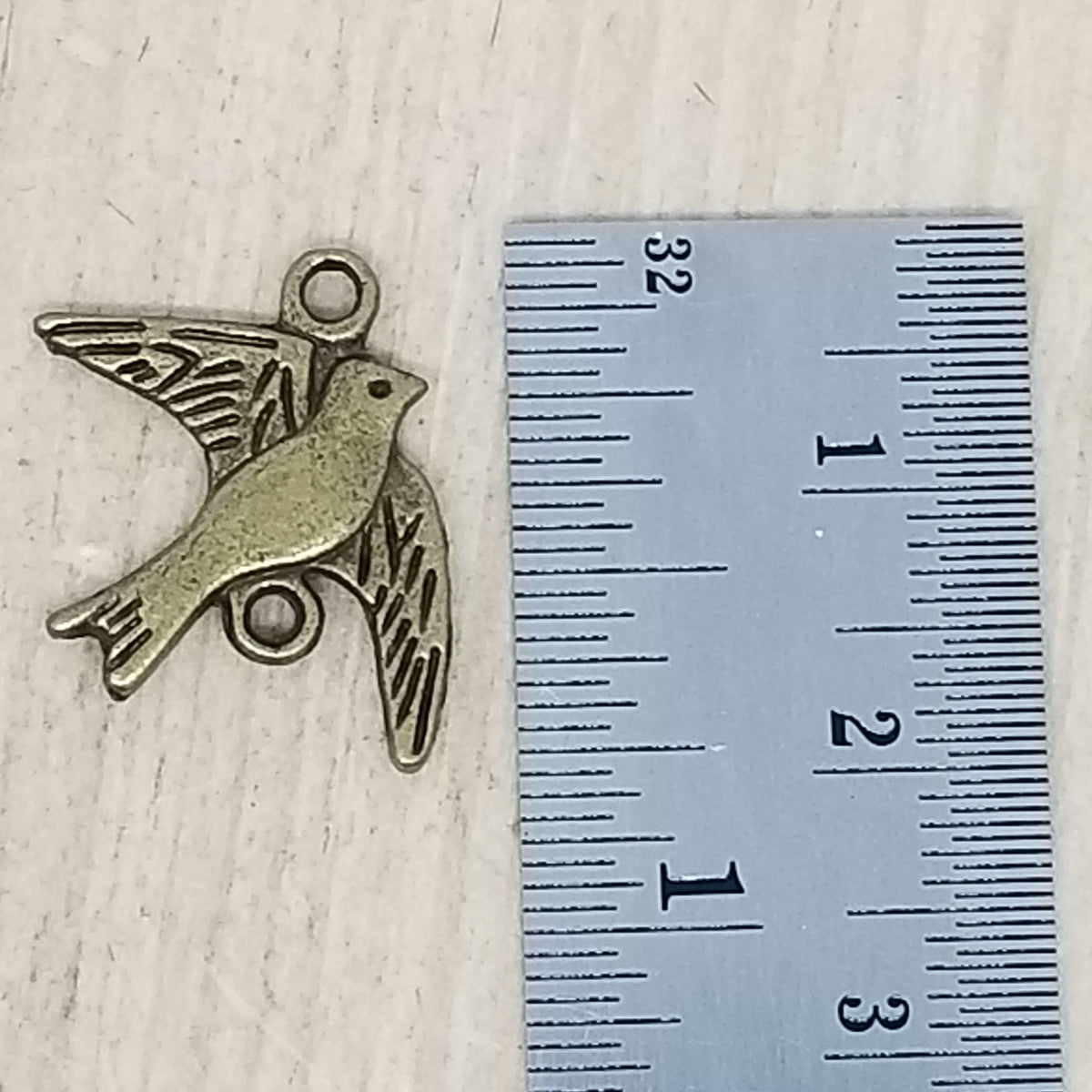 Bird with Two Loops Charm Bronze - Lot of 6