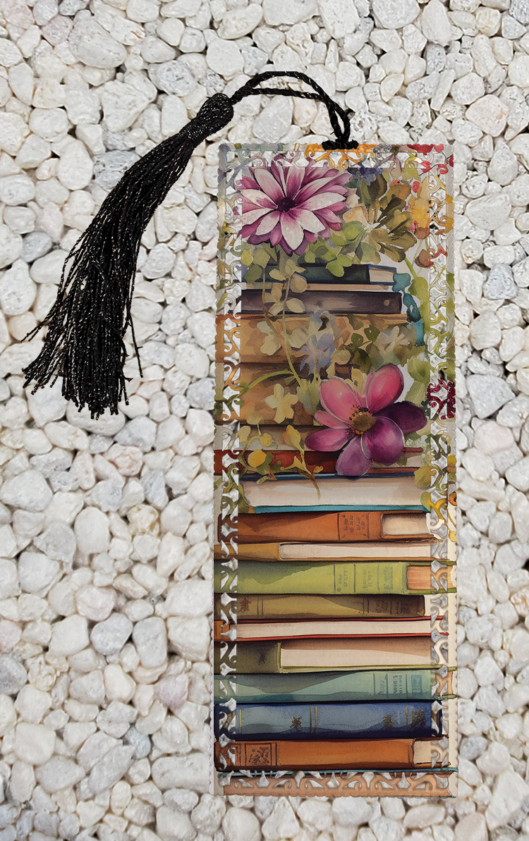 floral books 4 -  Metal Bookmark