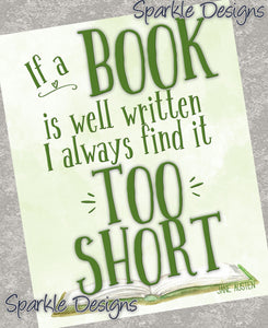 If a book is well written - Jane Austen 188 Magnet