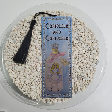 Curiouser and Curiouser - Alice in Wonderland inspired -  Metal Bookmark