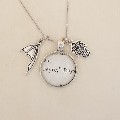 Upcycled ACOTAR book charm necklace