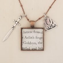 upcycled Throne of Glass book charm necklace