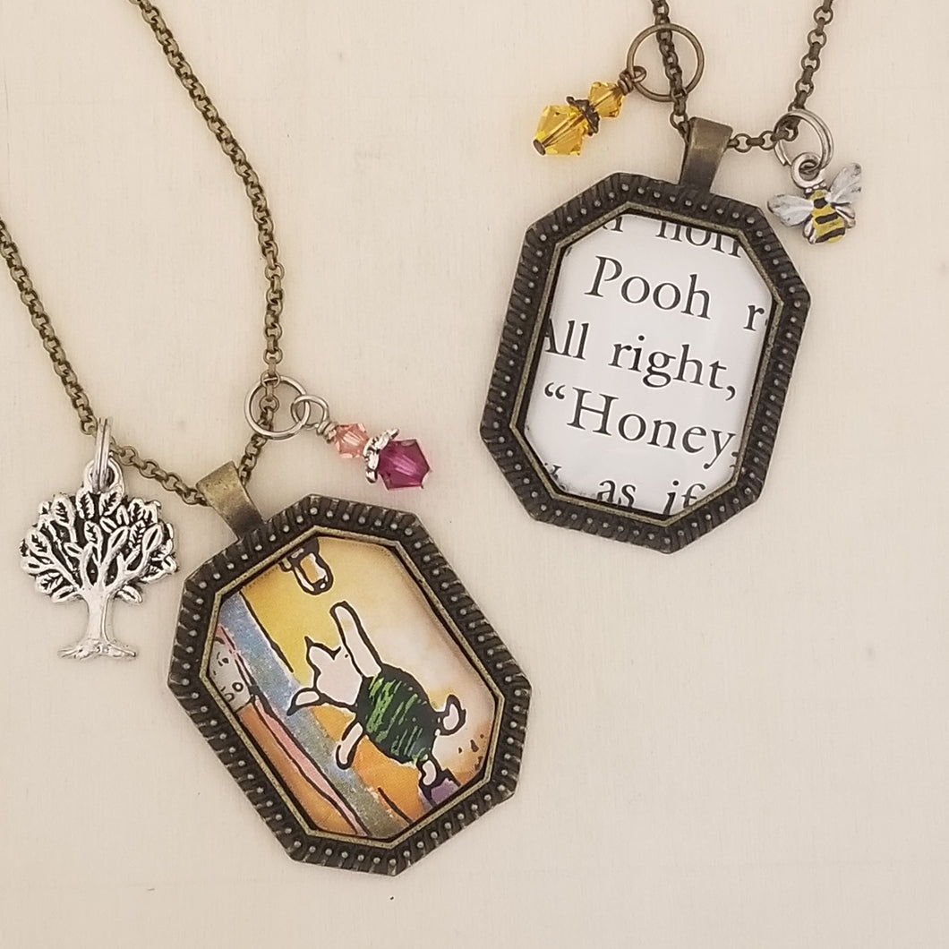 Classic Winnie the Pooh book charm necklace