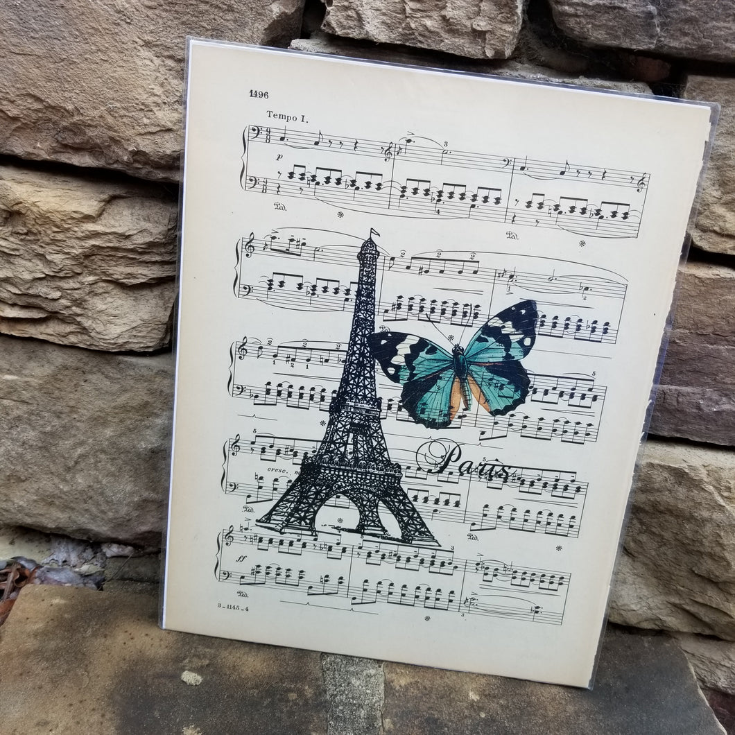 Music Art - Eiffel Tower and Butterfly