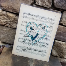 Music Art - Hummingbird and Butterflies Heart