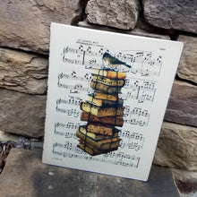 Music Art - Stack of Books with a Bird on Top