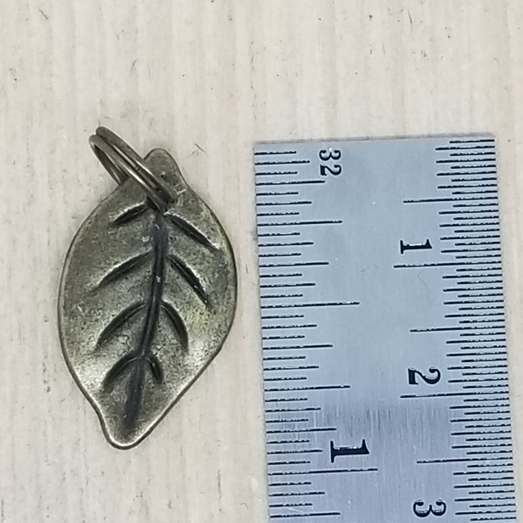 Bronze Solid Leaf Charm