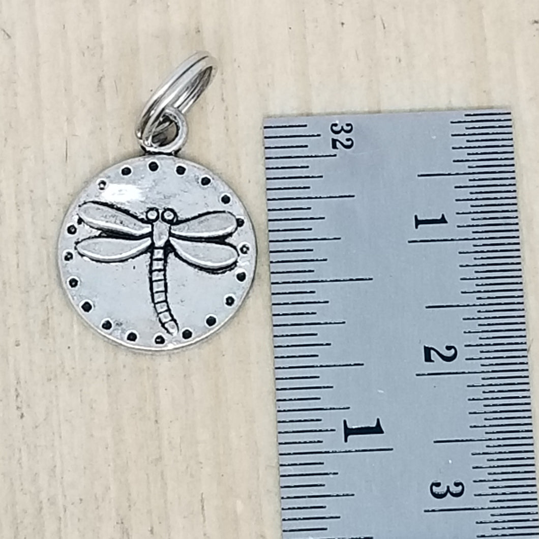 Dragonfly in a Solid Circle Charm