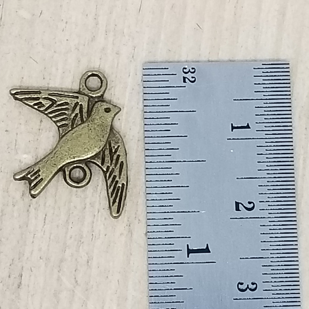 Bronze Bird with Two Loops Charm