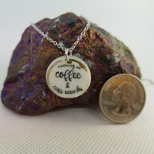 coffee and cuss words - Shell pendant