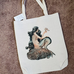 Vintage wistful mermaid tote bag