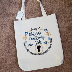 Society of Obstinate Headstrong Girls - Jane Austen inspired tote bag