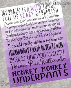 Monkey Monkey Underpants - long - 246 wood Print