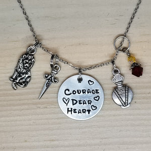 Courage Dear Heart with a Potion Bottle - Charm Necklace