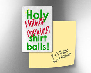 Holy Mother Forking Shirt Balls - 2" x 3" Aluminum Magnet