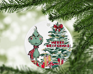 Merry Grinchmas -  porcelain / ceramic ornament