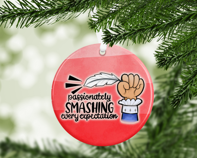 Ham - passionately smashin' quill -  porcelain / ceramic ornament