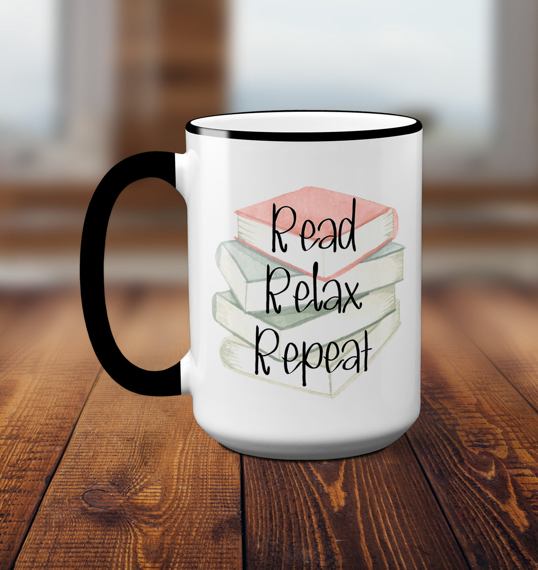 Read, relax, repeat Mug