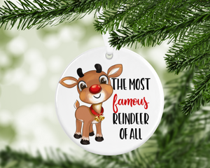 Rudolph - the most famous reindeer -  porcelain / ceramic ornament