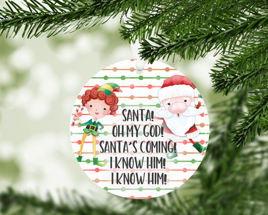 Elf - Santa's Coming! -  porcelain / ceramic ornament