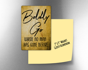 ST - Boldly Go gold -     2" x 3" Aluminum Magnet