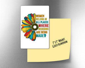 Women Belong in all places where decisions are being made - RBG inspired  2" x 3" Aluminum Magnet